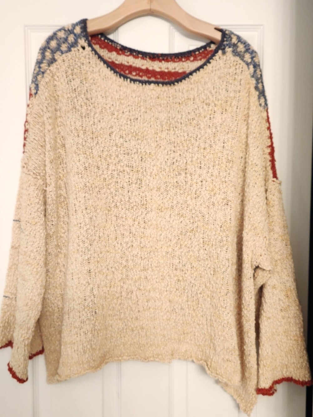 Free People Oversized American Flag Slouchy Sweater Size Large - Picture 9 of 10